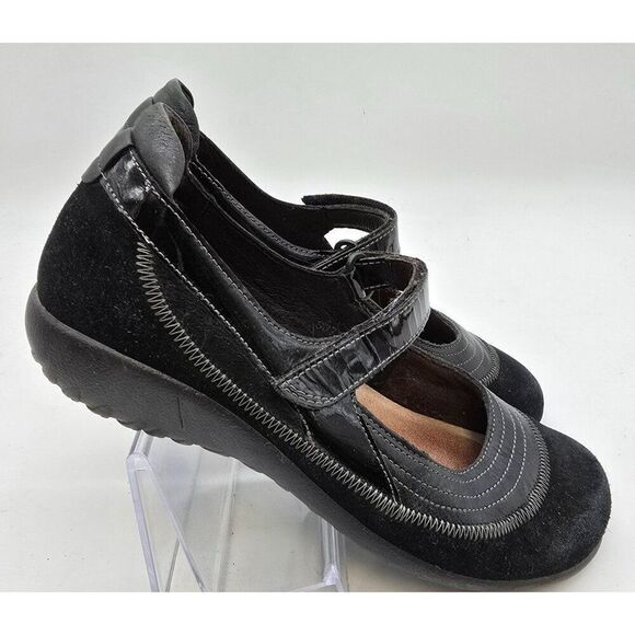 Black Suede Naot Leather Mary Jane Shoes Womens 9 Comfortable Sole Stylish D - Picture 7 of 9